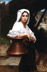 Italienisches Mädchen holt Wasser